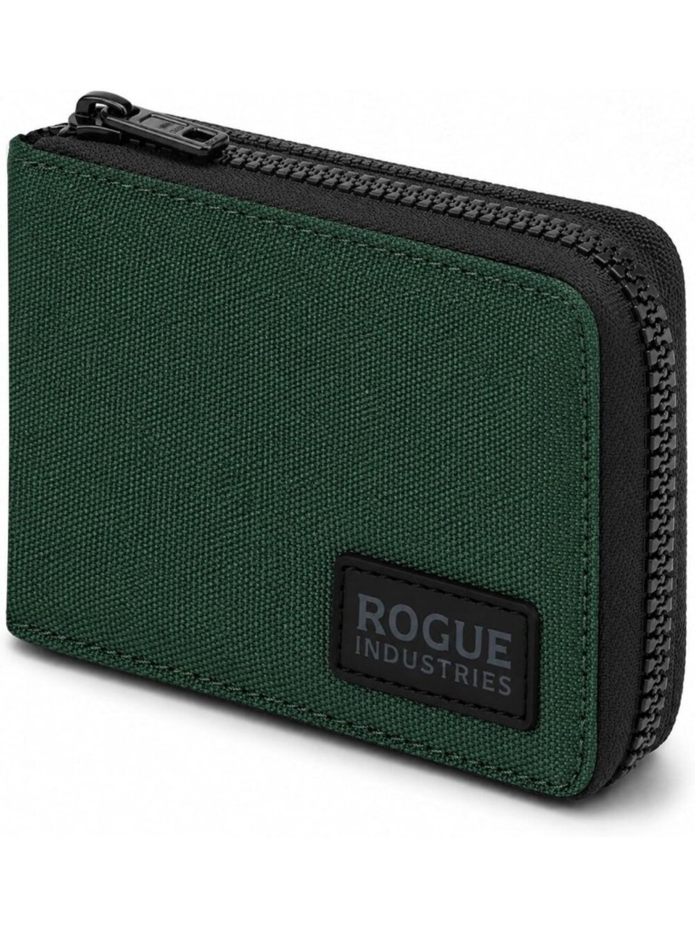 Stylish Green Leather & Nylon Zip Wallet for Men, RFID Blocking, Slim Design